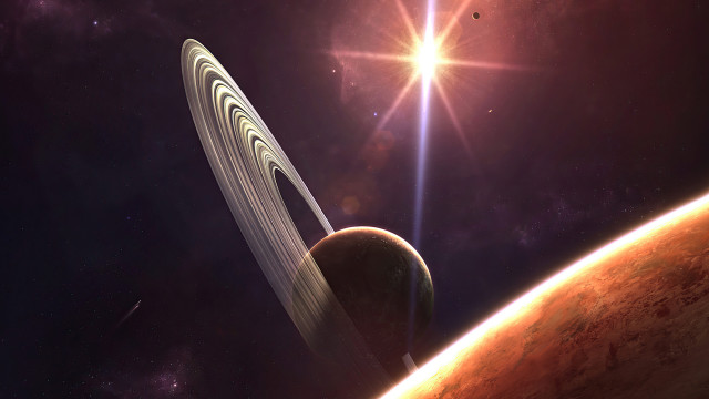 Saturn ring starry sky distant #2 free wallpaper - medium preview image