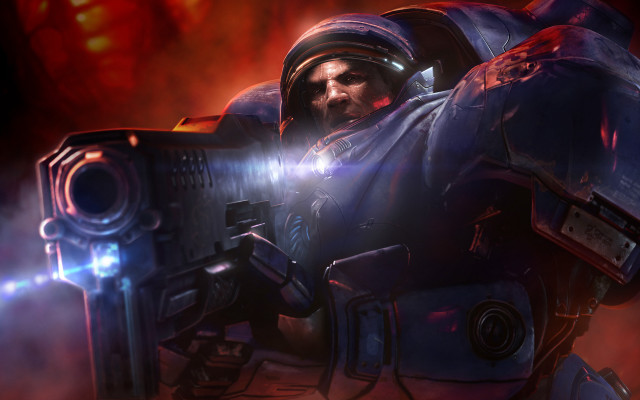Space suit man machine gun free wallpaper - medium preview image