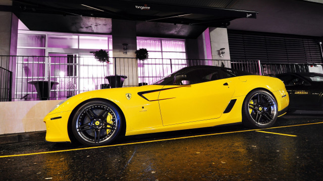 Yellow sports car purple light free wallpaper - medium preview image