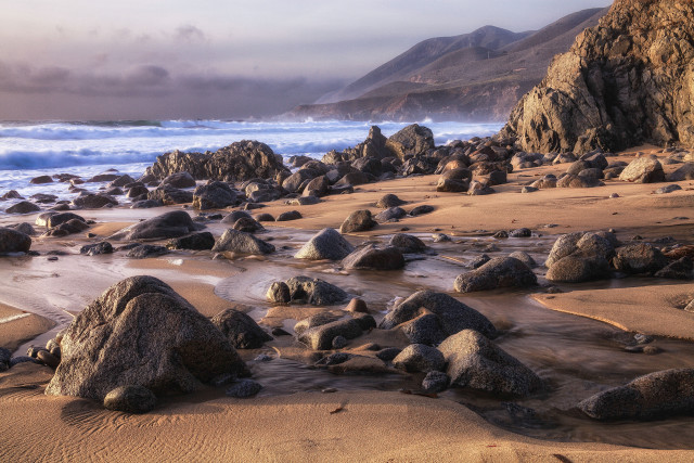 Mount fuji beach rocks ocean free wallpaper - medium preview image