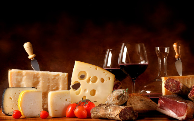 Cheese wine meats fruit stilllife #3 free wallpaper - medium preview image