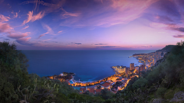City ocean dusk panoramic matte free wallpaper - medium preview image
