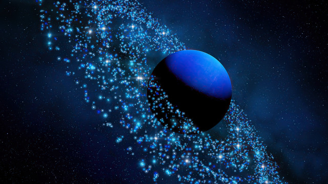 Blue starry sky space planet free wallpaper - medium preview image