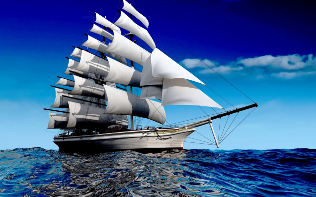 Sailboat sailing ocean sunny day #2 free wallpaper - medium preview image