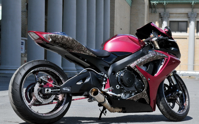 Red motorcycle building biker helmet free wallpaper - medium preview image