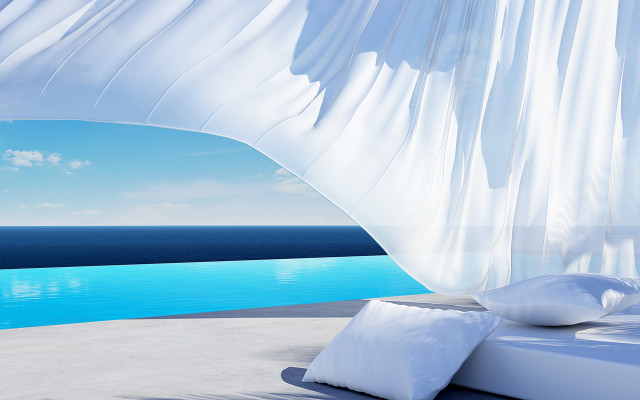 Canopy bed ocean view pool #2 free wallpaper - medium preview image
