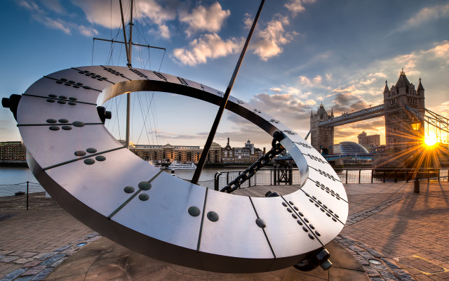 Sculpture boat bridge water sunset free wallpaper - medium preview image
