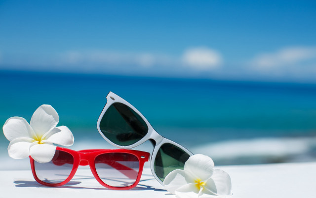 Sunglasses flower beach blue sky free wallpaper - medium preview image