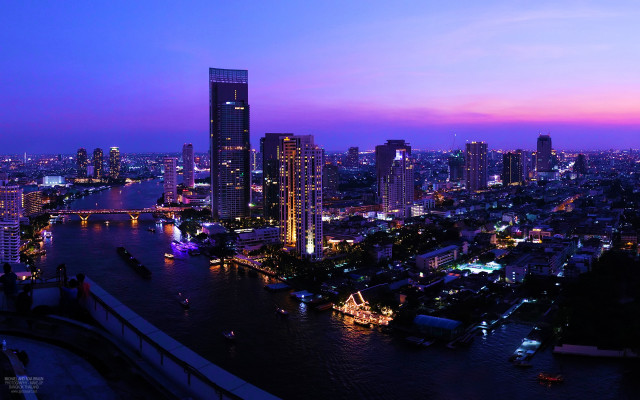 City skyline night river bridge #4 free wallpaper - medium preview image