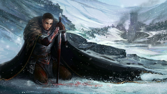 Man black cloak sword snowy #3 free wallpaper - medium preview image