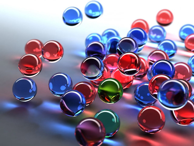 Colorful glass balls floating table free wallpaper - medium preview image