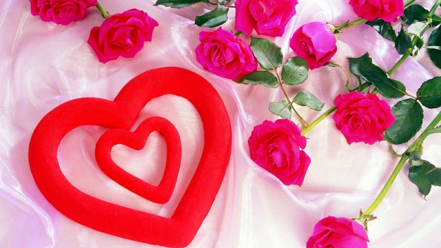 Red heart pink roses white #2 free wallpaper - medium preview image