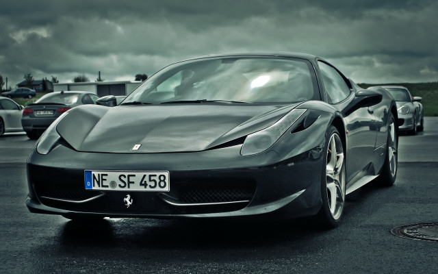 Black sports car parking lot #9 free wallpaper - medium preview image