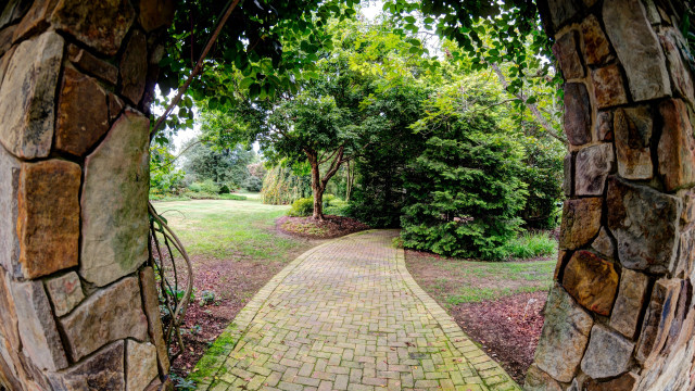 Brick garden archway path trees free wallpaper - medium preview image