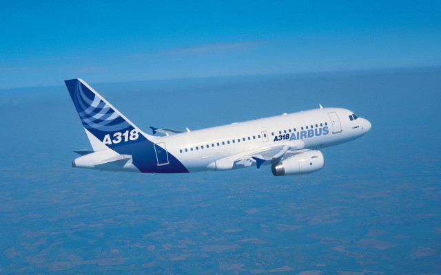 Airbus jetliner blue sky clouds free wallpaper - medium preview image