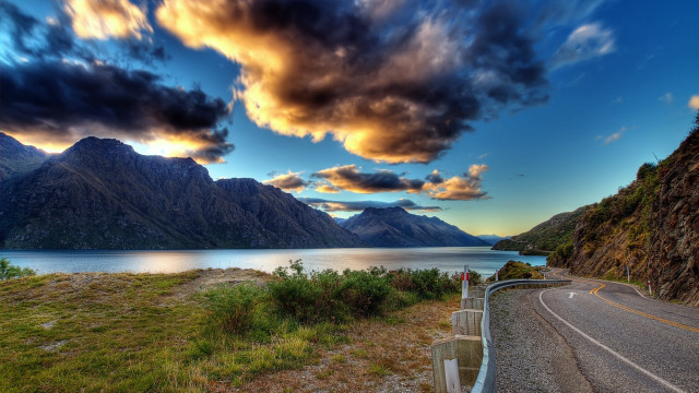 Mountain lake road cloudy sky #3 free wallpaper - medium preview image