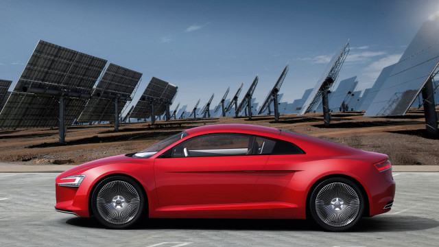Red car solarpanels cloudy sky #2 free wallpaper - medium preview image