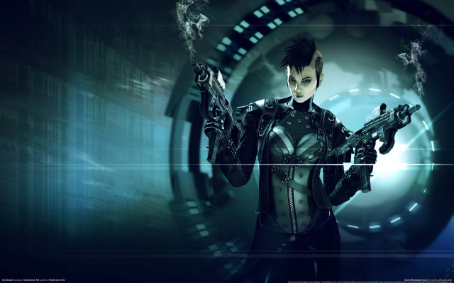 Futuristic man gun biopunk cyberpunk free wallpaper - medium preview image