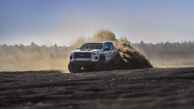 White truck dirt field forest free wallpaper - medium preview image