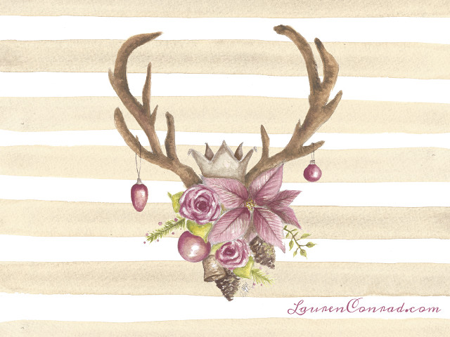 Deer antlers flowers berries crown free wallpaper - medium preview image