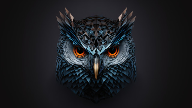Owl orange eyes stylized polygonal free wallpaper - medium preview image