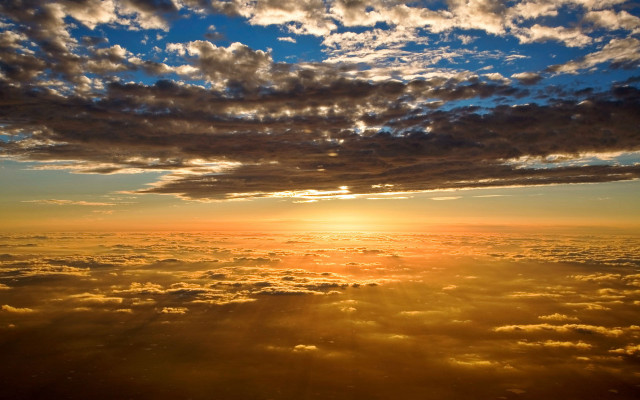 Sunset clouds landscape cityscape mountains free wallpaper - medium preview image