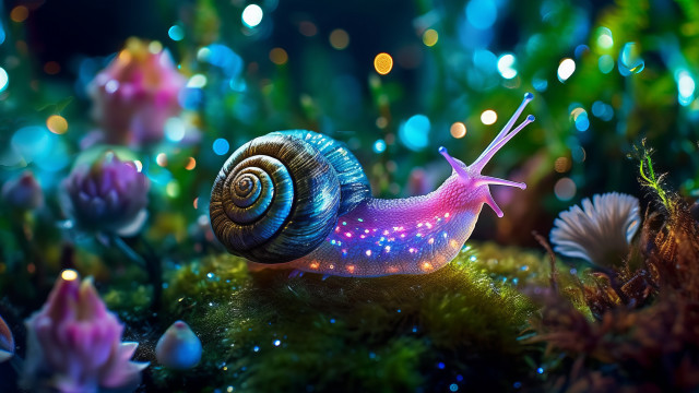 Snail mossy flower christmas bokeh free wallpaper - medium preview image
