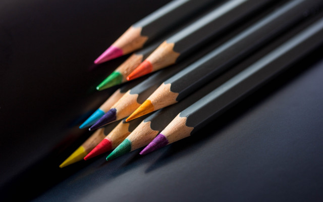 Colored pencils table crayon art free wallpaper - medium preview image