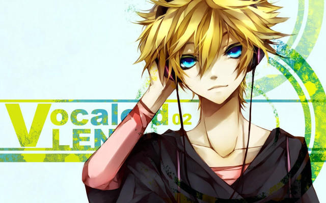 Blonde man anime headphones collarbone free wallpaper - medium preview image