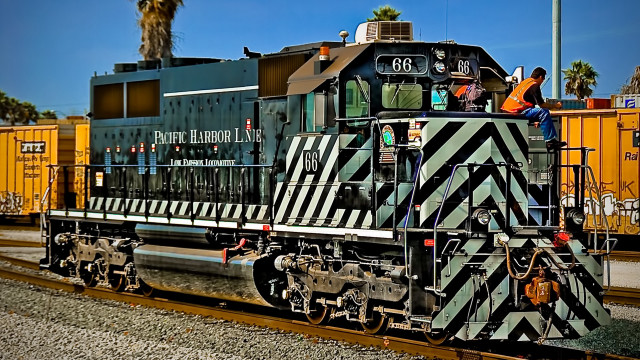 Train people palm tree yellow #2 free wallpaper - medium preview image