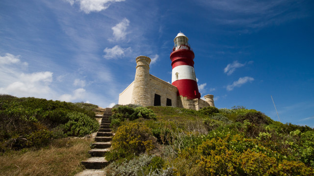 Lighthouse hill staircase blue sky free wallpaper - medium preview image