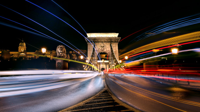 Bridge night starry sky reflection free wallpaper - medium preview image