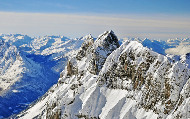 Mountain snowy horizon blue sky free wallpaper - medium preview image