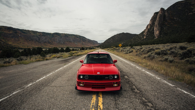 Mountain road red car nature free wallpaper - medium preview image