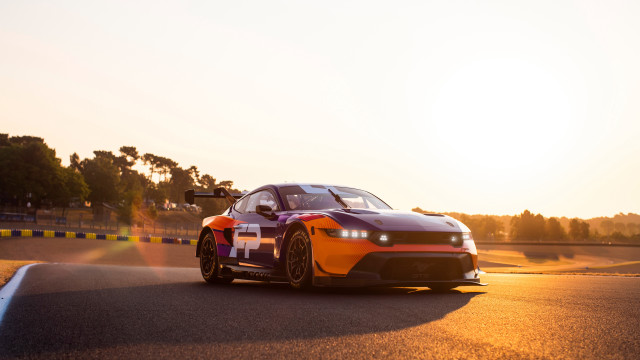 Sunset road yellow purple car free wallpaper - medium preview image