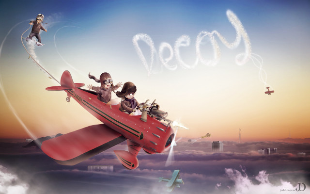 Red plane people sky dear free wallpaper - medium preview image