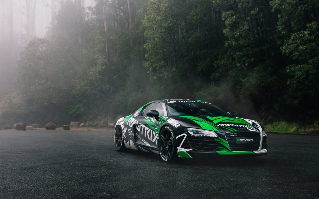 Green black sports car forest free wallpaper - medium preview image