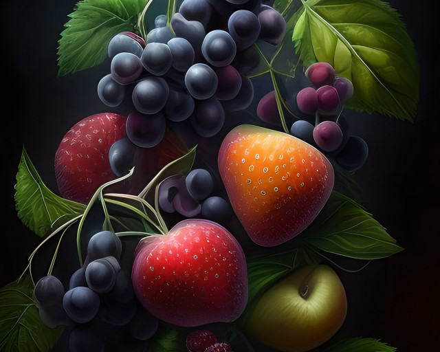 Berries apples leaves plant food free wallpaper - medium preview image