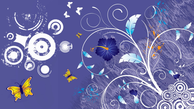 Blue butterflies swirls abstract airbrush free wallpaper - medium preview image