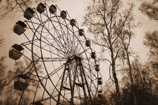 Ferriswheel park bw autumn trees free wallpaper - medium preview image