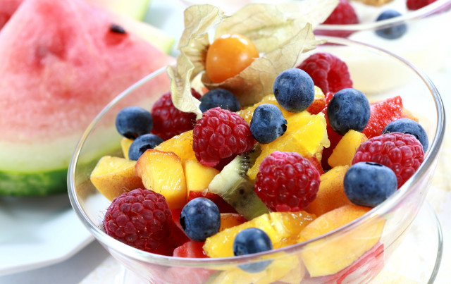 Bowl of fruit watermelon raspberries free wallpaper - medium preview image