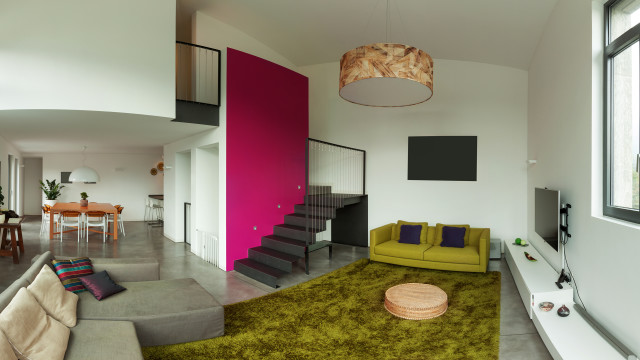 Living room couch stairs pink free wallpaper - medium preview image