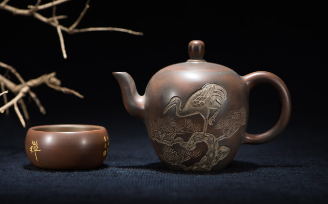 Teapot cup table tree branches free wallpaper - medium preview image
