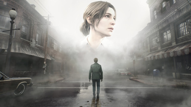 Woman foggy city street car free wallpaper - medium preview image