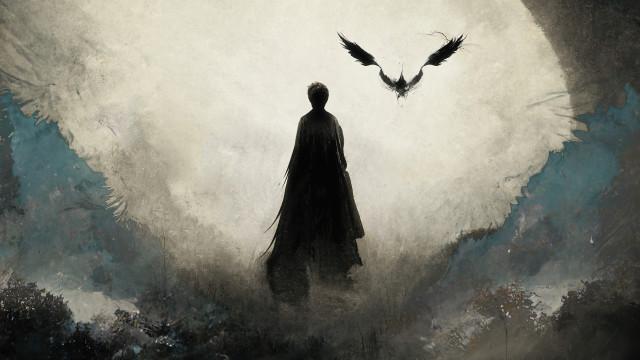 Man giant bird fullmoon night free wallpaper - medium preview image