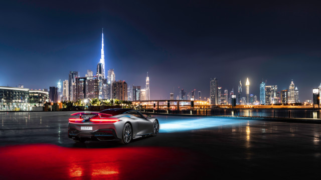 Cityscape night car hologram lights free wallpaper - medium preview image