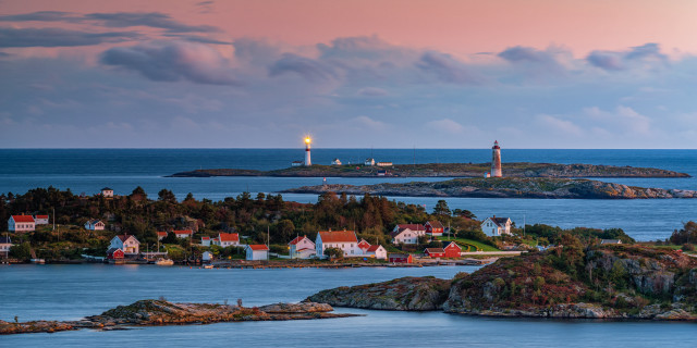 Lighthouse island ocean sunset beach free wallpaper - medium preview image