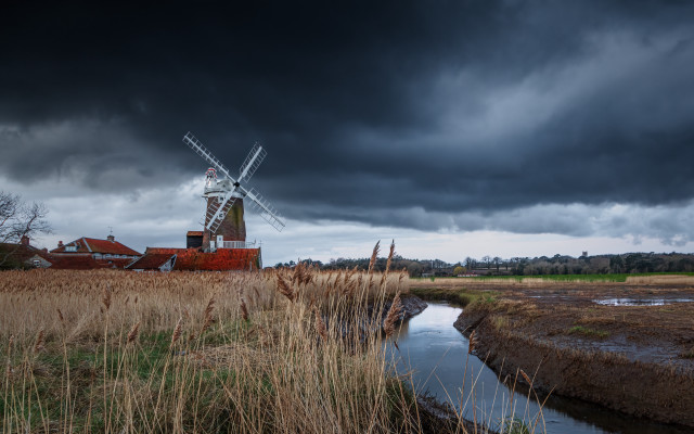 Windmill field darksky stream arts free wallpaper - medium preview image