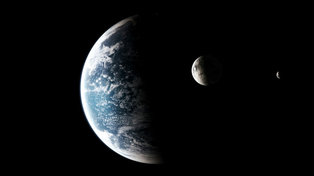 Earth moon space station night free wallpaper - medium preview image