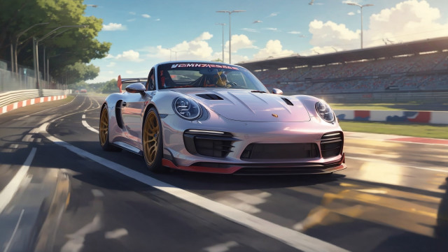 White porsche sports car race free wallpaper - medium preview image